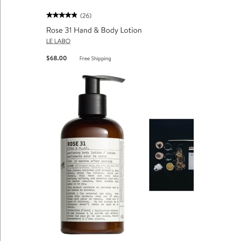 Le Labo Full bottle Rose 31 Body lotion